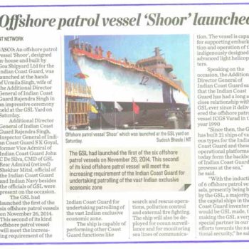 SECOND CG OPV SHOOR BUILT BY GSL LAUNCHED ON 21ST MAR 2015